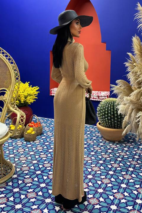 Deep Neck Knit Dress 2856