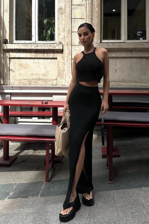 Elena Slit Detail Crop Set 9834