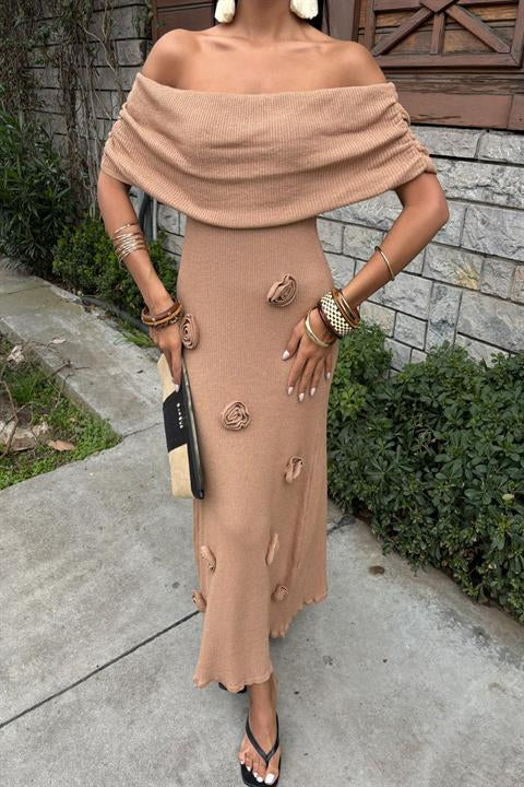 Madonna Collar Dress with Rose Detail on Skirt 2863