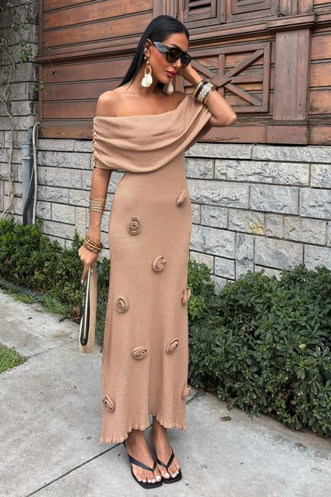 Madonna Collar Dress with Rose Detail on Skirt 2863