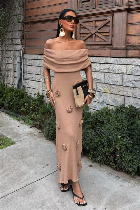 Madonna Collar Dress with Rose Detail on Skirt 2863