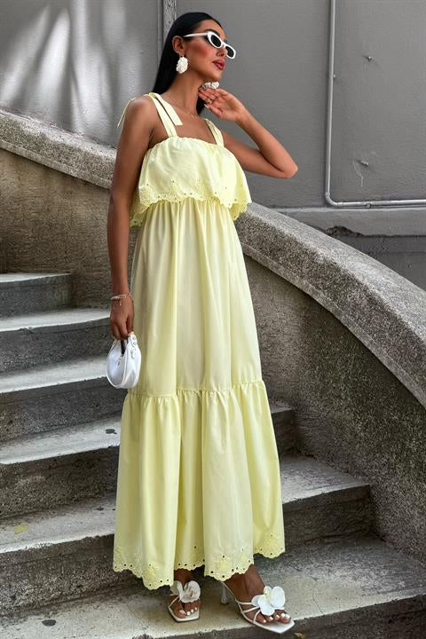 Hem Embroidered Halter Neck Dress 2881