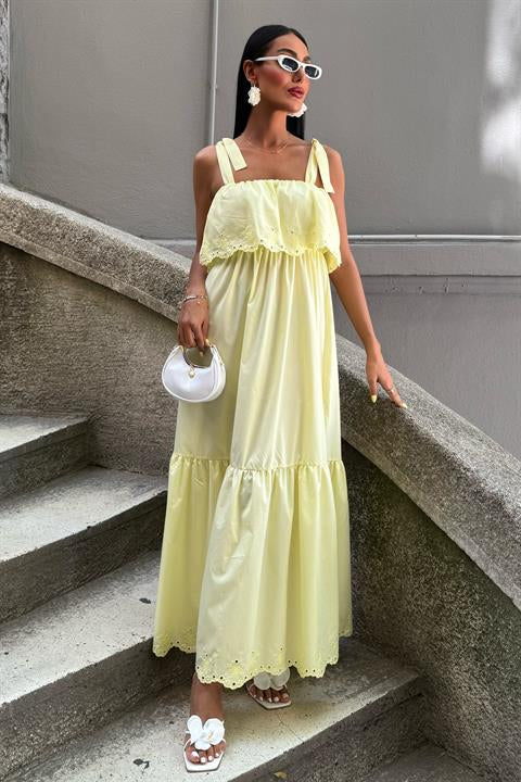 Hem Embroidered Halter Neck Dress 2881
