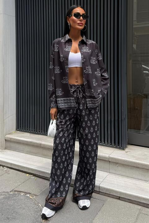 Ethnic Patterned Two Piece Linen Suit 10120