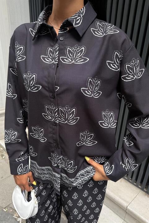 Ethnic Patterned Two Piece Linen Suit 10120