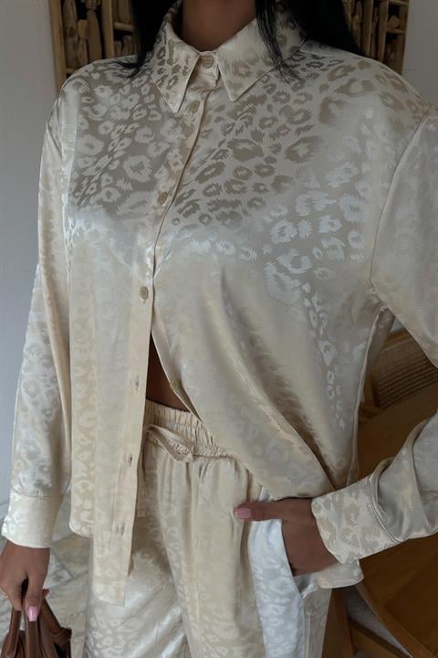 Garni Detail Jacquard Satin Suit 10011