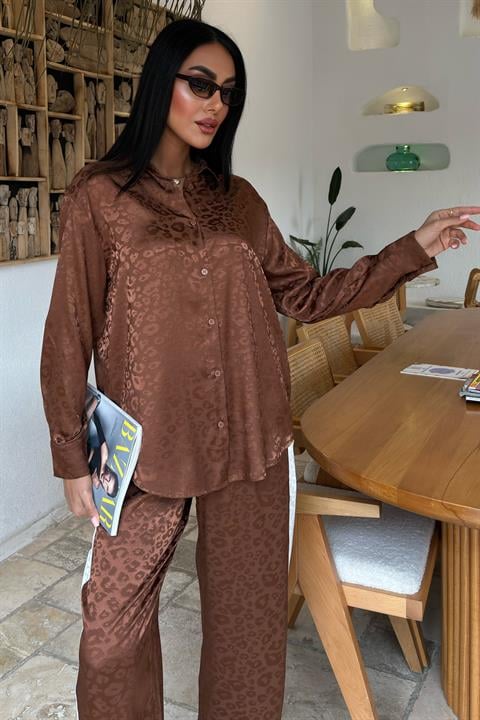 Garni Detail Jacquard Satin Suit 10011