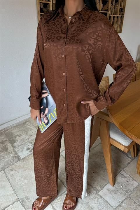 Garni Detail Jacquard Satin Suit 10011