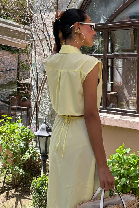 Belly Ring Detailed Midi Length Dress 2896