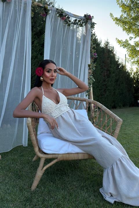 Knitted Linen Long Dress with Chest 2904-08