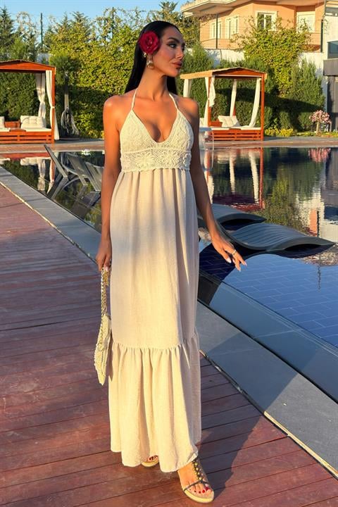Knitted Linen Long Dress with Chest 2904-08