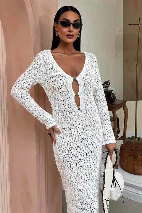 Chest Accessory and Windowed Knit Dress 2852