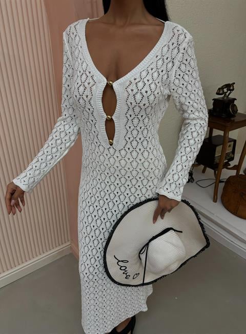 Chest Accessory and Windowed Knit Dress 2852