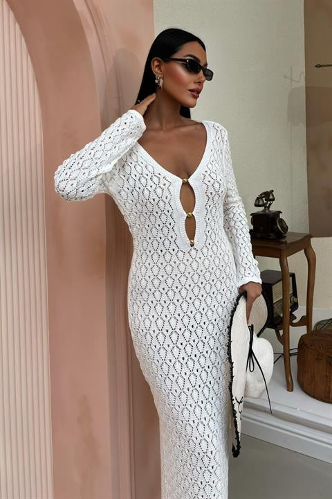 Chest Accessory and Windowed Knit Dress 2852