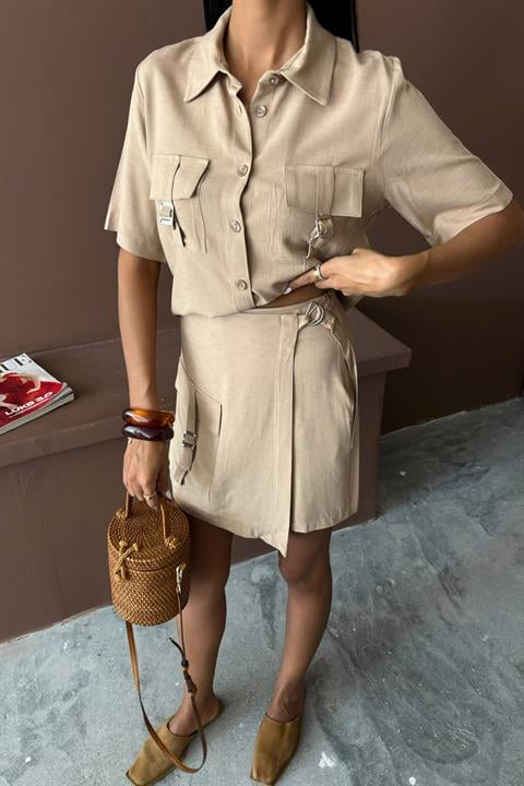 Shirt Shorts Skirt Viscose Linen Suit 10162