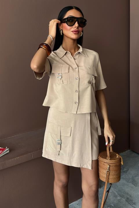 Shirt Shorts Skirt Viscose Linen Suit 10162