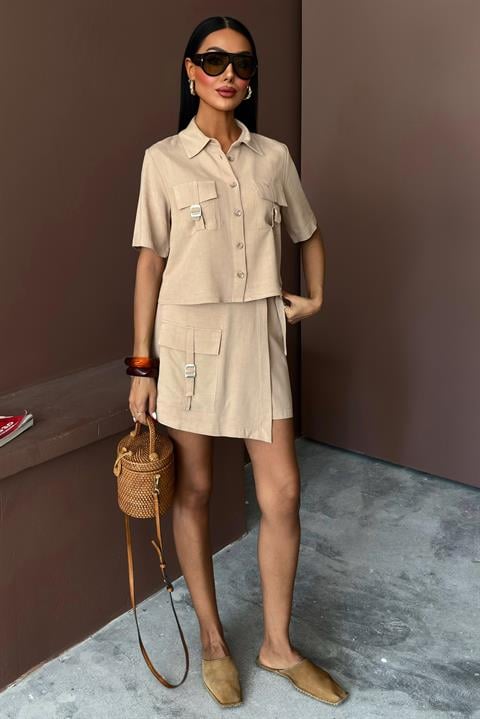 Shirt Shorts Skirt Viscose Linen Suit 10162