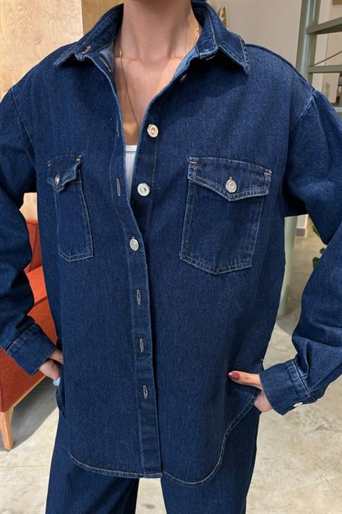 Shirt and Palazzo Trousers Classic Denim Set 10070