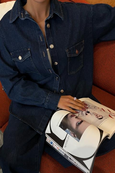 Shirt and Palazzo Trousers Classic Denim Set 10070