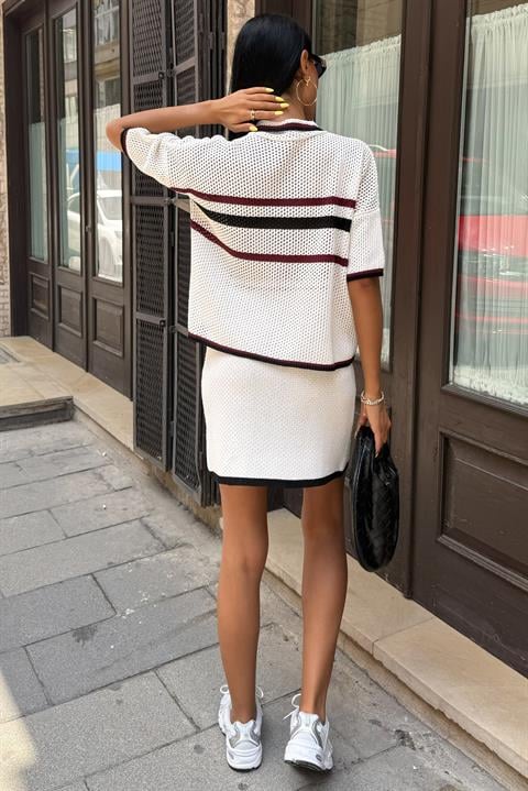 Shirt Collar Skirted Knitwear Suit 10102