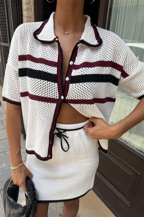 Shirt Collar Skirted Knitwear Suit 10102