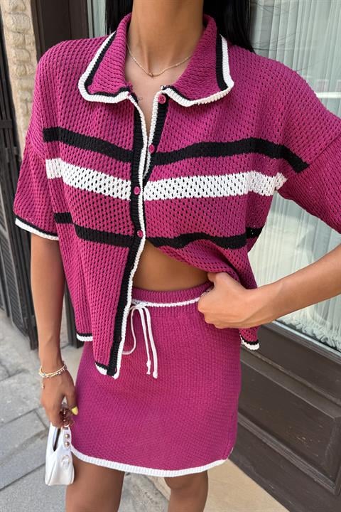 Shirt Collar Skirted Knitwear Suit 10102