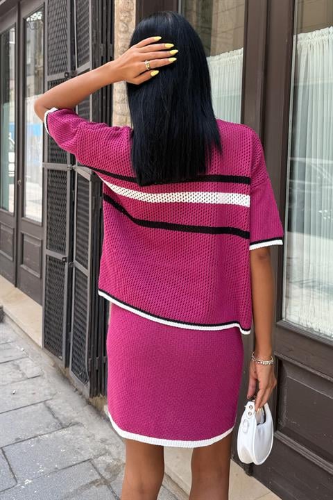 Shirt Collar Skirted Knitwear Suit 10102