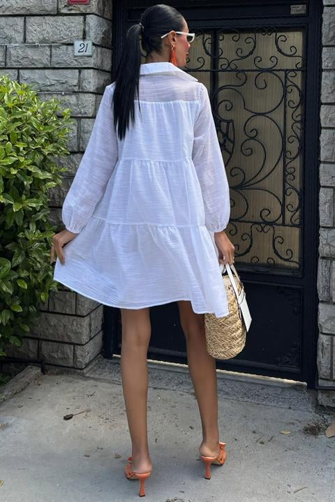 Shirt Collar Pleated Dress 2898