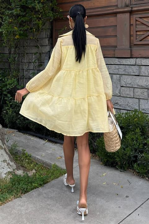 Shirt Collar Pleated Dress 2898