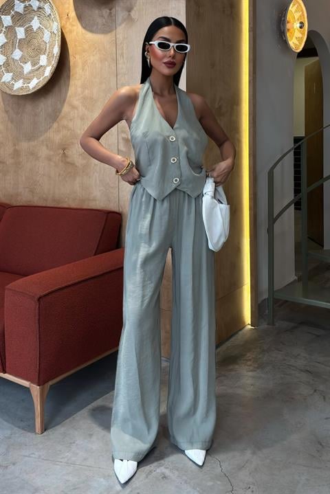 Halter Neck Vest Modal Suit 10144