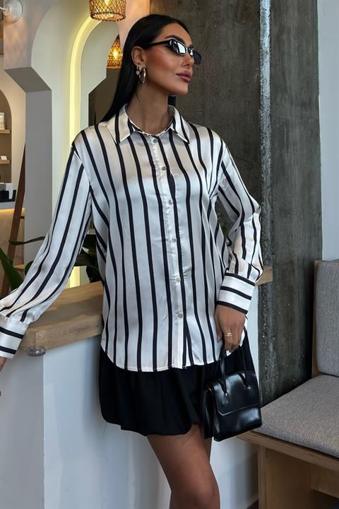 Pinstripe Satin Shirt 3434