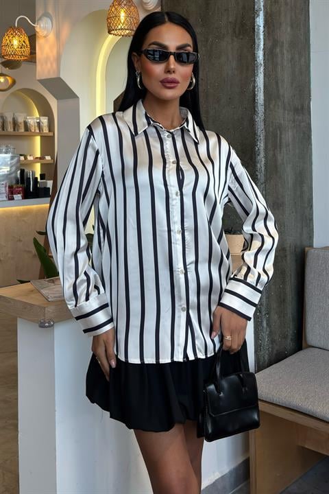 Pinstripe Satin Shirt 3434