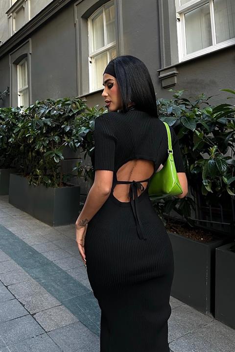 Jaune Ribbed Backless Dress 2717-015