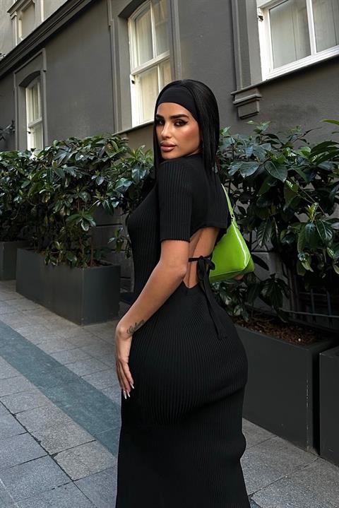Jaune Ribbed Backless Dress 2717-015