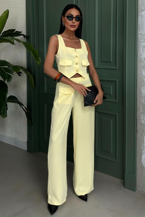 Square Collar Pocket Detail Suit 10145