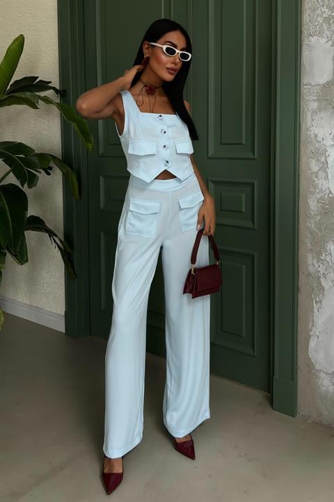 Square Collar Pocket Detail Suit 10145