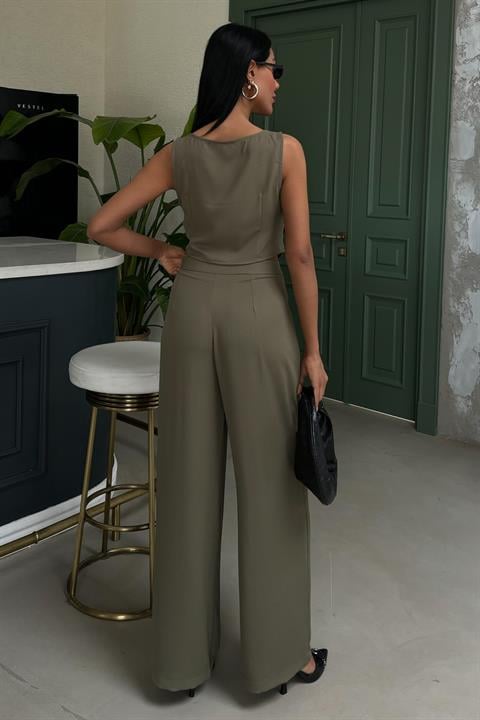 Square Collar Pocket Detail Suit 10145