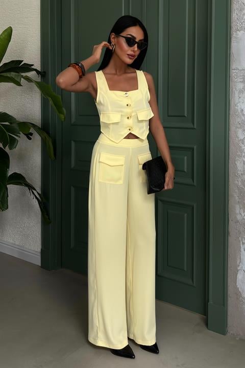 Square Collar Pocket Detail Suit 10145