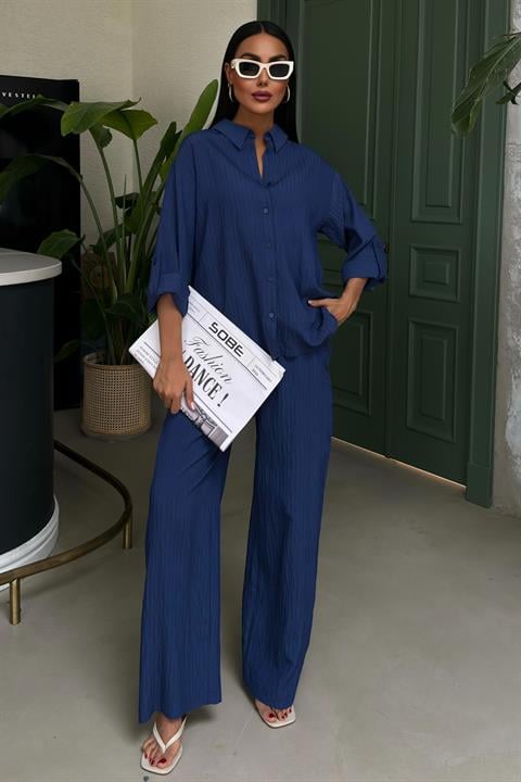 Self-Embossed Striped Double Casual Suit 10146