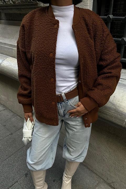 Curly Fur Lined Bomber Jacket 6120