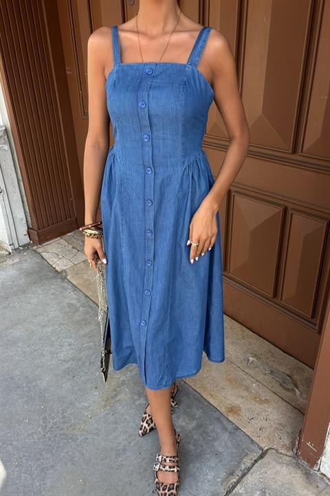 Corsage Detailed Midi Tencel Dress 2884