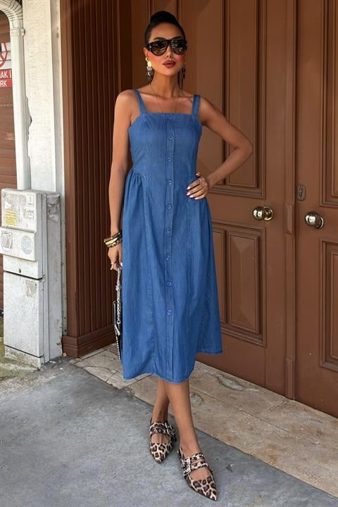 Corsage Detailed Midi Tencel Dress 2884