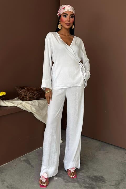 Double Breasted Model Classic Trousers Linen Suit 10191