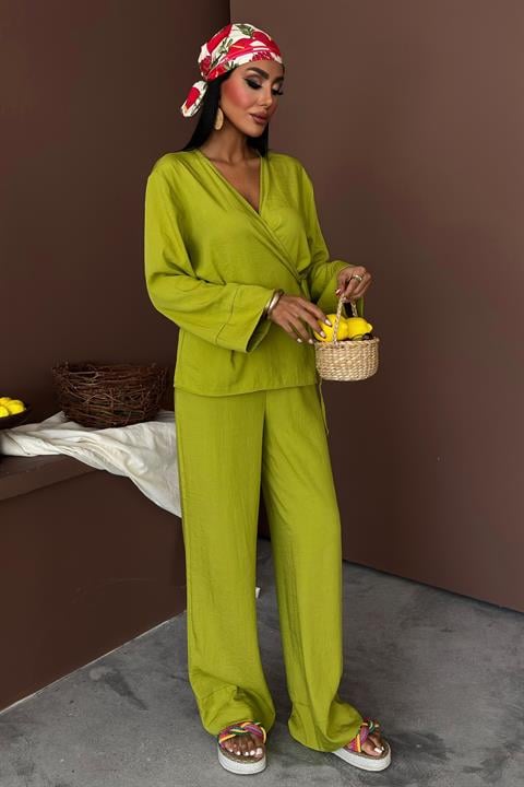 Double Breasted Model Classic Trousers Linen Suit 10191