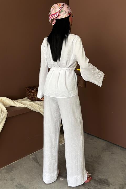 Double Breasted Model Classic Trousers Linen Suit 10191