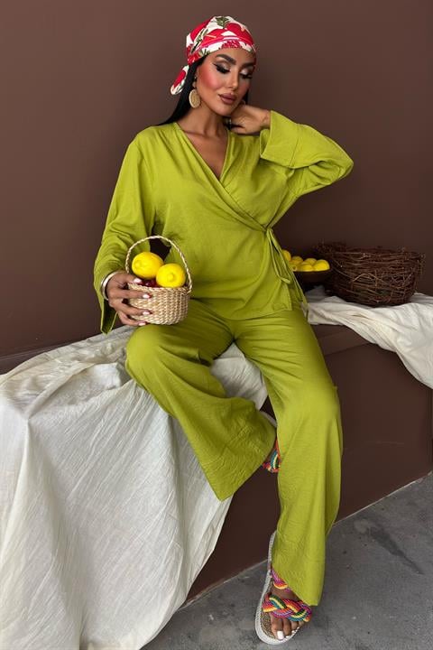 Double Breasted Model Classic Trousers Linen Suit 10191