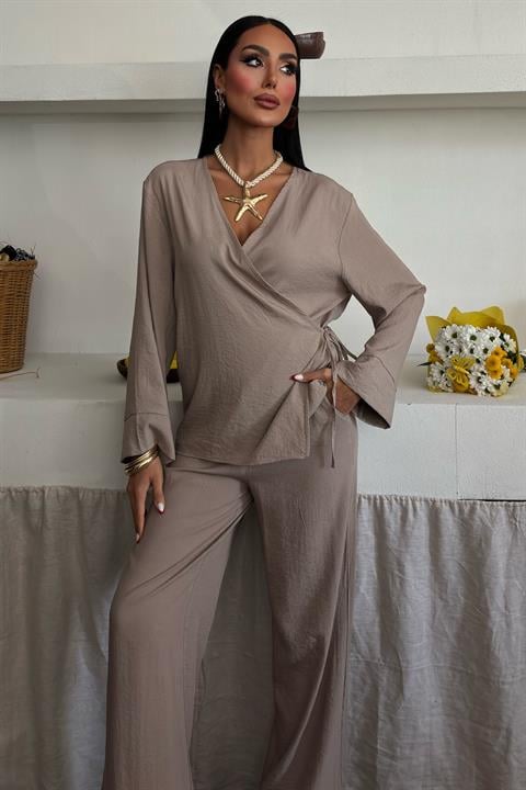 Double Breasted Model Classic Trousers Linen Suit 10191