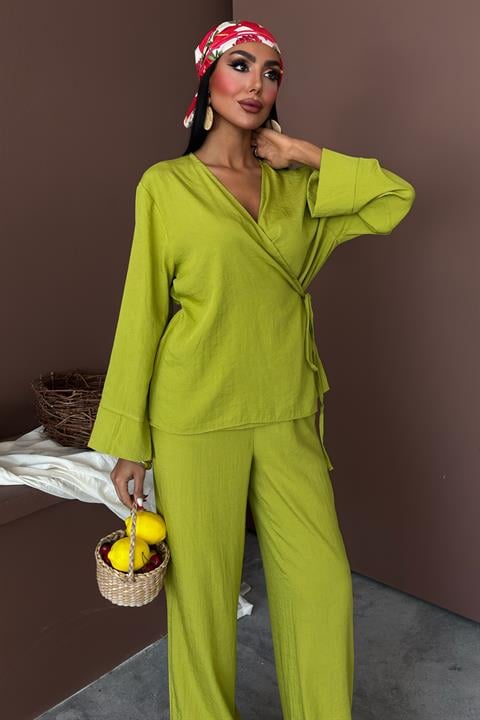 Double Breasted Model Classic Trousers Linen Suit 10191