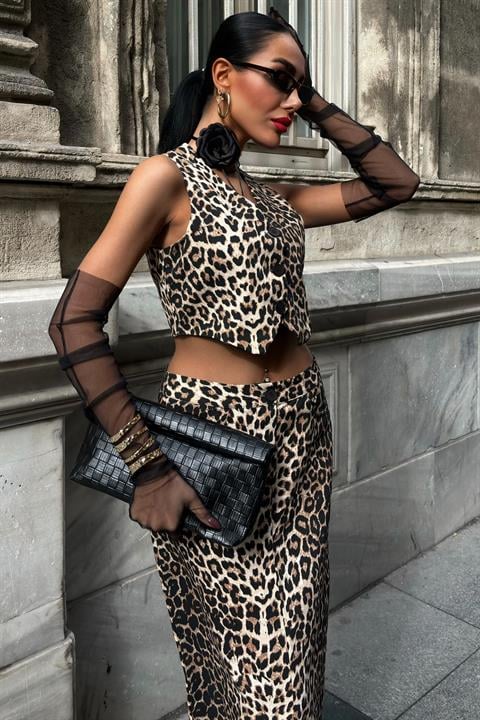 Leopard Patterned Gabardine Suit 10072