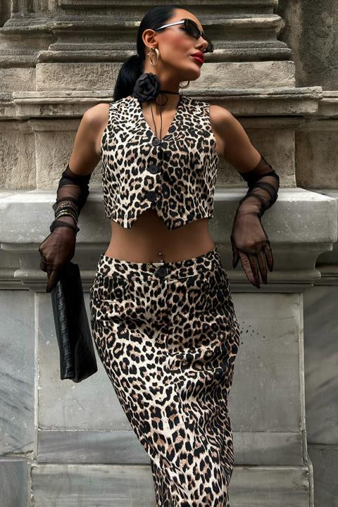 Leopard Patterned Gabardine Suit 10072